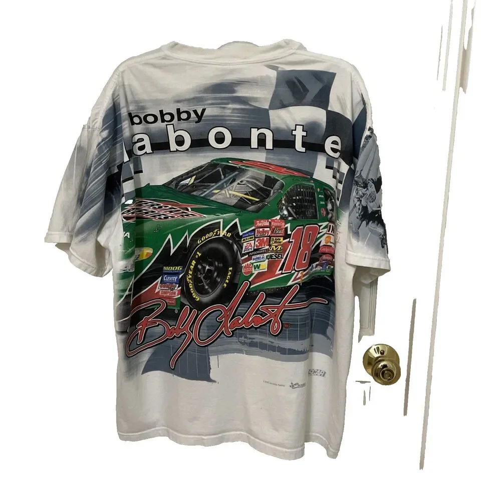 Vintage 2003 Bobby Labonte NASCAR T-Shirt AOP All Over Print #18 Chase Y2K Large